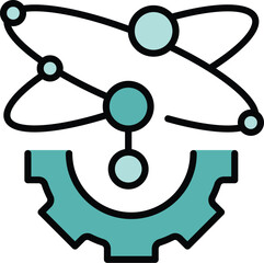 Poster - Marketing gear icon outline vector. Work process. Project business color flat