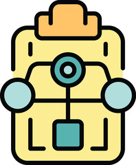 Poster - Workflow clipboard icon outline vector. Flow gear. Business project color flat