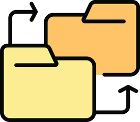 Poster - Change file folder icon outline vector. Business project. Workflow team color flat