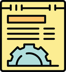 Poster - Web workflow icon outline vector. Work project. Computer cog color flat