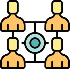 Poster - Team workflow icon outline vector. Work process. Business gear color flat