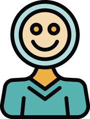 Poster - Happy marketing icon outline vector. Social review. Customer help color flat