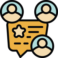 Poster - Media online support icon outline vector. Social review. Customer help color flat