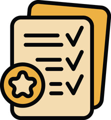 Sticker - Marketing papers icon outline vector. Social review. Online media color flat