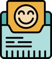 Poster - Like online letter icon outline vector. Positive help. Emotional help color flat