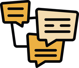 Sticker - Emotional chat icon outline vector. Social review. Online help color flat