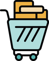 Poster - Marketing online cart icon outline vector. Social review. Customer help color flat