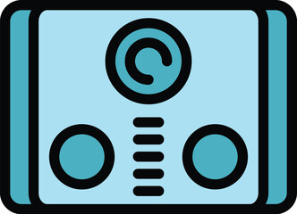 Poster - Door video intercom icon outline vector. Bell system. Camera security color flat