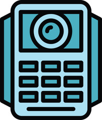 Poster - Video intercom security icon outline vector. Control camera. Door system color flat