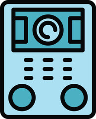 Poster - Video intercom doorbell icon outline vector. Door system. Phone camera color flat