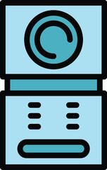 Poster - Lock video intercom icon outline vector. Door system. Home access color flat