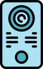 Poster - Entry video intercom icon outline vector. Electronic call. Door system color flat