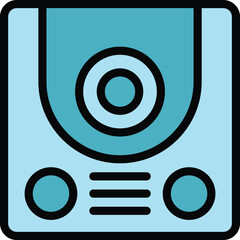 Poster - Big video intercom icon outline vector. Door system. Phone camera color flat