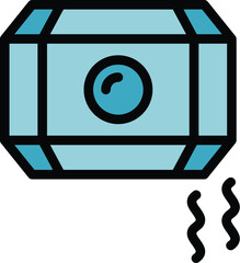 Poster - Smoke alarm icon outline vector. Fire detector. Home control color flat