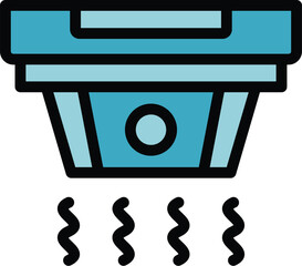 Poster - Home smoke detector icon outline vector. Fire alarm. Control system color flat
