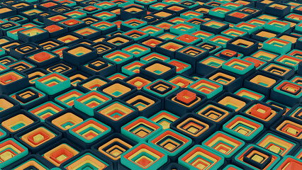 3d background abstract. Satisfying abstract animation.  Motion geometric cubes. 8k image Art Work Seamless