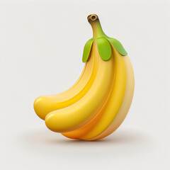 ai generated illustration of 3D of banana. yellow banana isolated on white background.