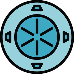 Poster - Ceiling smoke detector icon outline vector. Alarm fire. Home control color flat