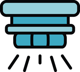 Poster - Button smoke detector icon outline vector. Alarm fire. Home system color flat