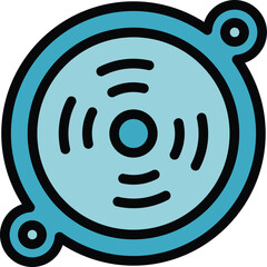 Poster - Smoke detector sound icon outline vector. Fire sensor. Home control color flat