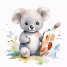 Cute Baby Koala Watercolor Style