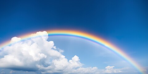 Wall Mural - Rainbow in the Bright Blue Sky. AI Generative