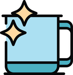Poster - clean mug icon outline vector. dish product. cleaner water color flat