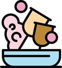 Poster - clear dirty dish icon outline vector. liquid detergent. clean product color flat