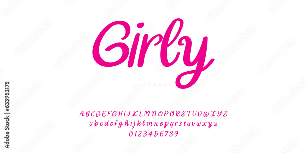 Girly Pink Logo Alphabet Font Stock Vector | Adobe Stock