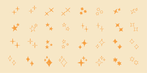 Wall Mural - Stars set icons.Shine icons. Christmas vector symbols isolated.Sparkle star icons..Hand drawn vector shining set.