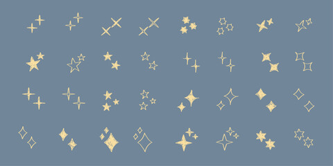 Wall Mural - Stars set icons.Shine icons. Christmas vector symbols isolated.Sparkle star icons..Hand drawn vector shining set.