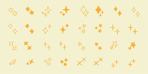 Wall Mural - Stars set icons.Shine icons. Christmas vector symbols isolated.Sparkle star icons..Hand drawn vector shining set.