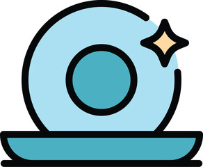 Poster - cleaning dishes icon outline vector. wash product. liquid bottle color flat