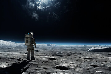 Wall Mural - astronaut on the surface of the moon. generative ai