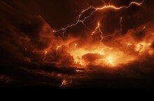 The Wrath Of God. Lightning In The Sky With Stormy Clouds