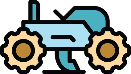 Wall Mural - Cultivator machine icon outline vector. Farm tractor. Mower grass color flat