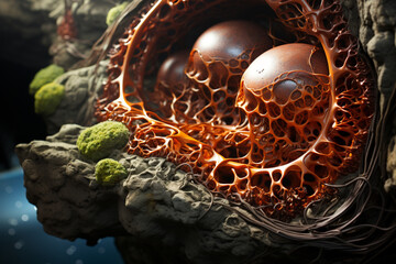 Aufkleber - A high-resolution medical scan image showcasing a healthy liver in detail,  Generative AI technology.