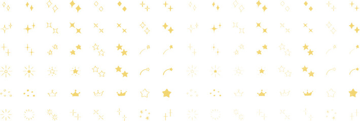 Wall Mural - イラスト素材：かわいい手書きのキラキラ・星のイラストセット　ベクター　cute shining hand drawn illustration set.