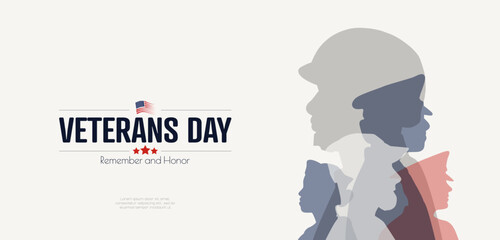 Veterans Day banner. Card with place for text.