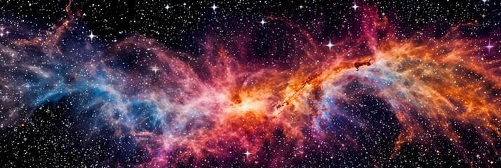 Wall Mural - image of an expanding universe. shot from far away with many colours, beautiful, AI Generative