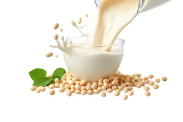 Soy Bean Milk splash Soy Beans with isolated on transparent or white background PNG