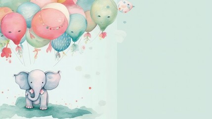 Wall Mural - birthday card with balloons