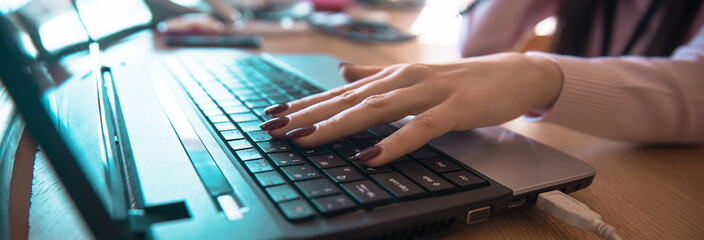 Wall Mural - woman working in computer