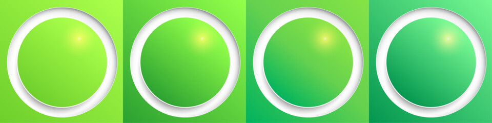 Fototapete - Shiny web buttons set, green color circle 3d icons illustration.