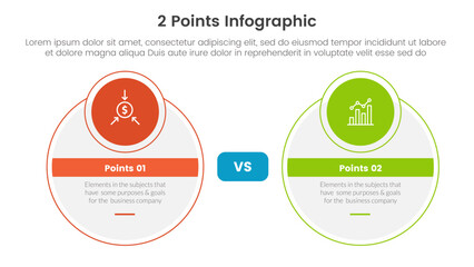 Poster - versus or compare and comparison concept for infographic template banner with big circle and small circle badge with two point list information