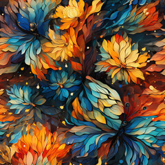 Poster - A close-up of a butterfly's wing, revealing a kaleidoscope of colors and intricate patterns. Painted  Pattern for tiles. Generative AI technology.
