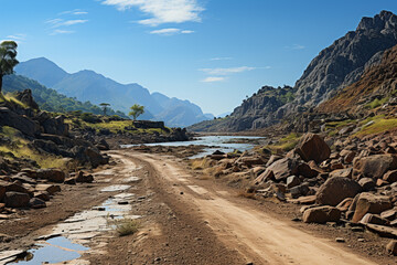 Poster - An image of a remote wilderness runway, showcasing the unique challenges of aviation in rugged terrain.  Generative AI technology.