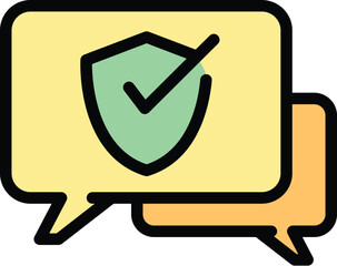 Poster - Secured chat icon outline vector. Antivirus data. Firewall safety color flat