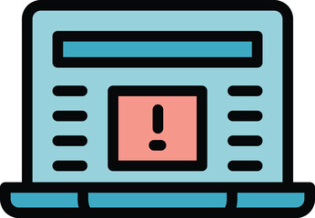 Poster - Laptop virus alert icon outline vector. Antivirus data. Firewall password color flat
