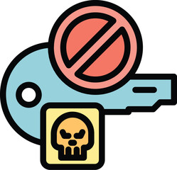 Poster - Antivirus key icon outline vector. Secure data. Safety privacy color flat